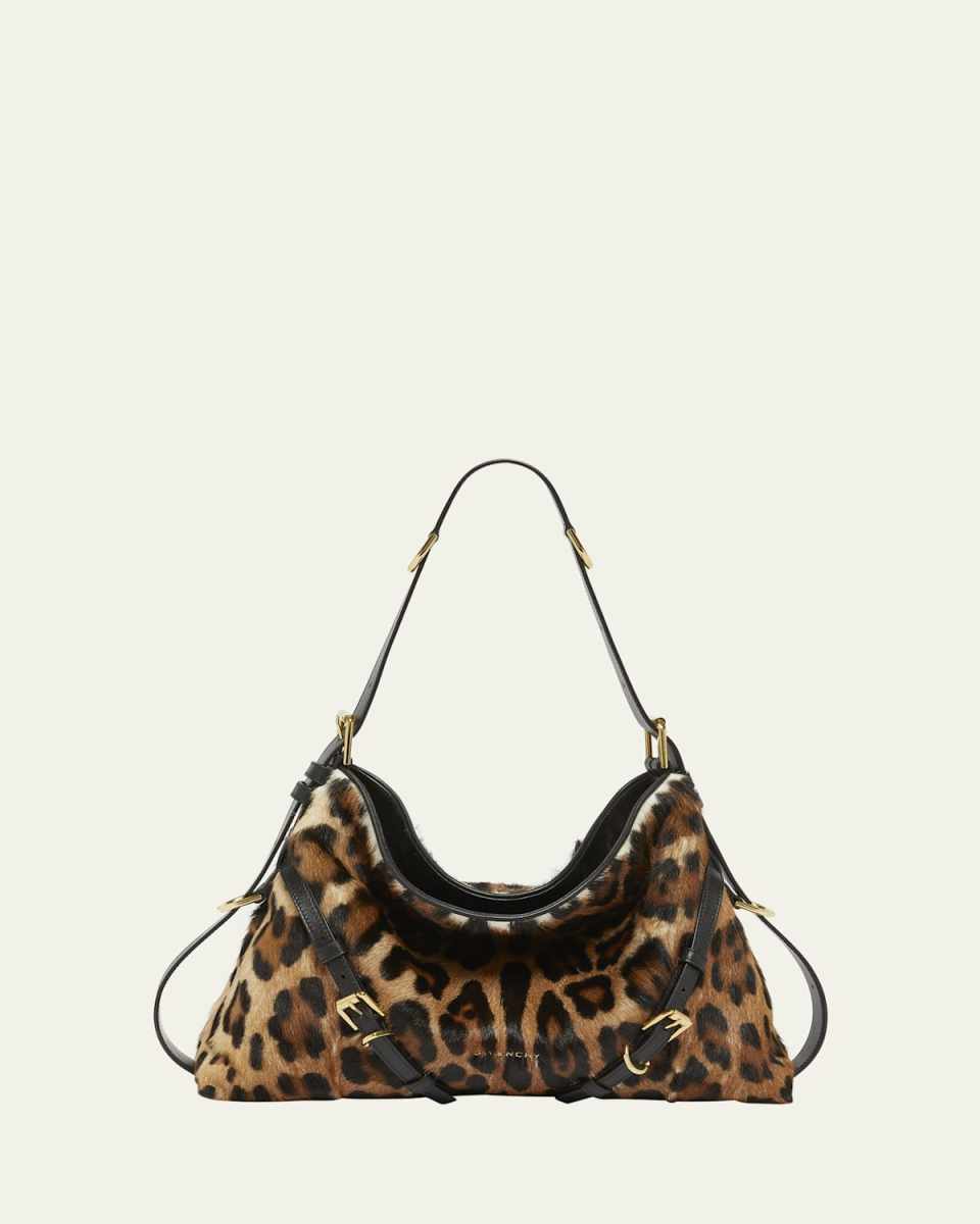 Voyou Medium Leopard-Print Goat Hair Shoulder Bag